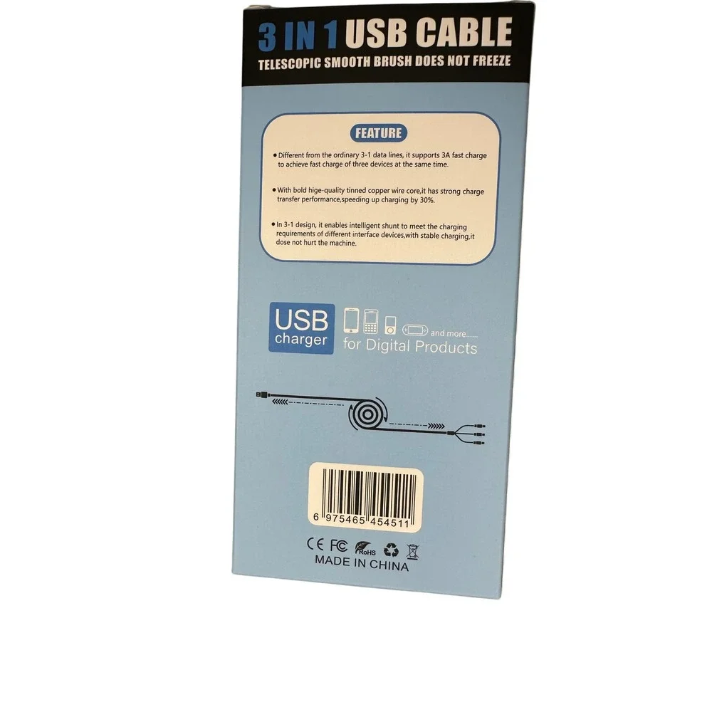 3 in 1 usb cable telescopic TYPE C,‎ LTN , MICRO NEW